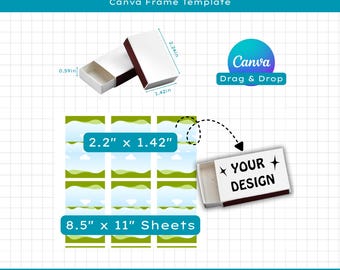 Streichholzschachtel Label Canva Template, ziehen Rahmen (Digitaler Download)