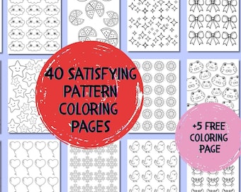 45 Satisfying Pattern Coloring Pages for Adults, Relaxing Printable Coloring Pages,Stress Relief Coloring Book, Mindful Pattern PDF