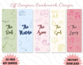 Off Campus Inspired Bookmark Set Bundle, Hockey Romance Bookmarks, BookTok Reader Gift, College Romance Printable Bookmark Clipart Digital
