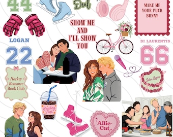 40 pcs Off Campus BookTok Sticker PNG Pack, Ice Hockey Romance Clipart Digital Dowload Set, Briar U The Deal Garrett Graham Bookworm Gift