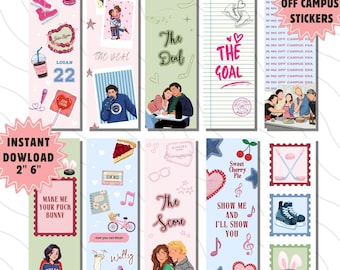 Off Campus Inspired Bookmark Set Bundle, Hockey Romance Bookmarks, BookTok Reader Gift, College Romance Printable Bookmark Clipart Digital