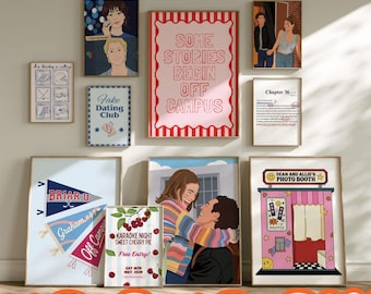 30-pack ishockeyromantiska posters, boklig väggkonst med hockeyromantik, Briar U-dekor, Garrett Graham och Hannah Wells-tryckset, BookTok-läsare