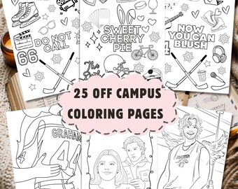 Puede incluir: Una colección de 25 páginas para colorear imprimibles con ilustraciones de líneas en blanco y negro. Los diseños incluyen patines de hockey, equipo deportivo, instrumentos musicales y retratos con texto como DO NOT CALL, SWEET CHERRY PIE y NOW YOU CAN BLUSH.