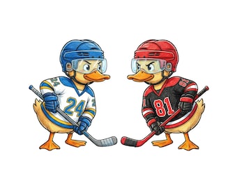Ice Hockey Duck Illustration PNG,Cute Animal Sports Clipart Bundle,Romantic Sports Illustration,  Funny Shirt Design, Digital Download