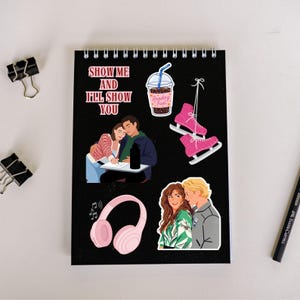 May include: A digital clipart collection with a hockey romance theme. Includes illustrations of a hockey jersey, ice skates, a candle, a karaoke ticket, a microphone, and a cocktail. The text "Hockey Romance Clipart Collection" is also present.A complete collection of 50 unique hockey romance png vinyl stickers and illustrations  Briar University  and  on a .40 pcs Off Campus BookTok Sticker PNG Pack, Ice Hockey Romance Clipart Digital Dowload Set, Briar U The Deal Garrett Graham Bookworm Gift