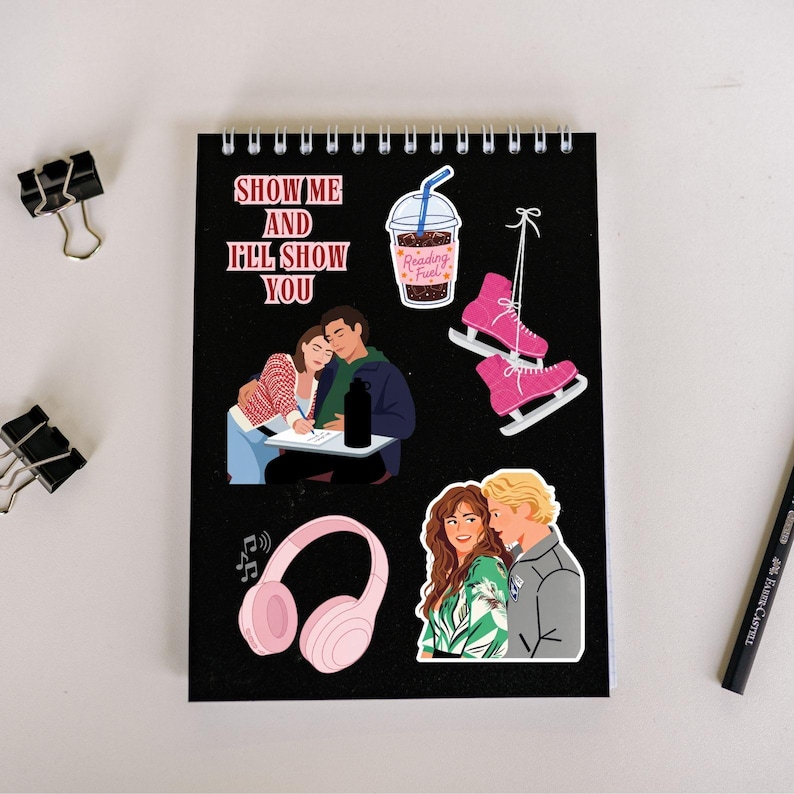 May include: A digital clipart collection with a hockey romance theme. Includes illustrations of a hockey jersey, ice skates, a candle, a karaoke ticket, a microphone, and a cocktail. The text "Hockey Romance Clipart Collection" is also present.A complete collection of 50 unique hockey romance png vinyl stickers and illustrations  Briar University  and  on a .40 pcs Off Campus BookTok Sticker PNG Pack, Ice Hockey Romance Clipart Digital Dowload Set, Briar U The Deal Garrett Graham Bookworm Gift