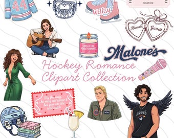 40 pcs Off Campus BookTok Sticker PNG Pack, Ice Hockey Romance Clipart Digital Dowload Set, Briar U The Deal Garrett Graham Bookworm Gift
