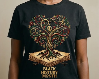 Black History Month Shirt, African Heritage Tree T-Shirt, Afrocentric Knowledge Tree Graphic Tee, Cultural Pride Gift, Black History Apparel
