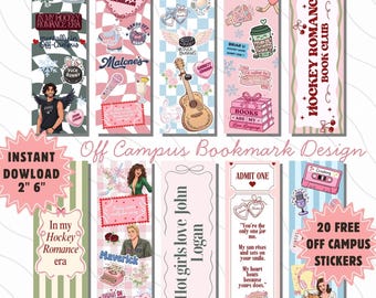 Off Campus Inspired Bookmark Set Bundle, Hockey Romance Bookmarks, BookTok Reader Gift, College Romance Printable Bookmark Clipart Digital