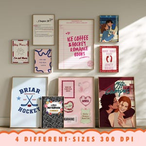 ICE HOCKEY ROMANCE INSPIRED POSTER BUNDLE reading space with hockey romance-inspired poster collection. Designed for fans of college romance, ice hockey stories,and BookTok favorites, this bundle brings the perfect bookish aesthetic  and gallery walls.Whether you're decorating your own space or searching for a thoughtful gift for a romance reader, this poste.Ice Hockey Romance Poster Bundle, Hockey Romance Bookish Wall Art,Briar U Decor,Garrett Graham & Hannah Wells Print Set,BookTok Reader Gift