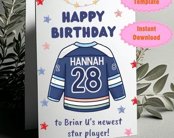 Off Campus Inspired Custom Birthday Card, Editable Hockey Romance Canva Template, BookTok College Romance Birthday Card, Digital Download
