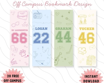 Off Campus Inspired Bookmark Set Bundle, Hockey Romance Bookmarks, BookTok Reader Gift, College Romance Printable Bookmark Clipart Digital