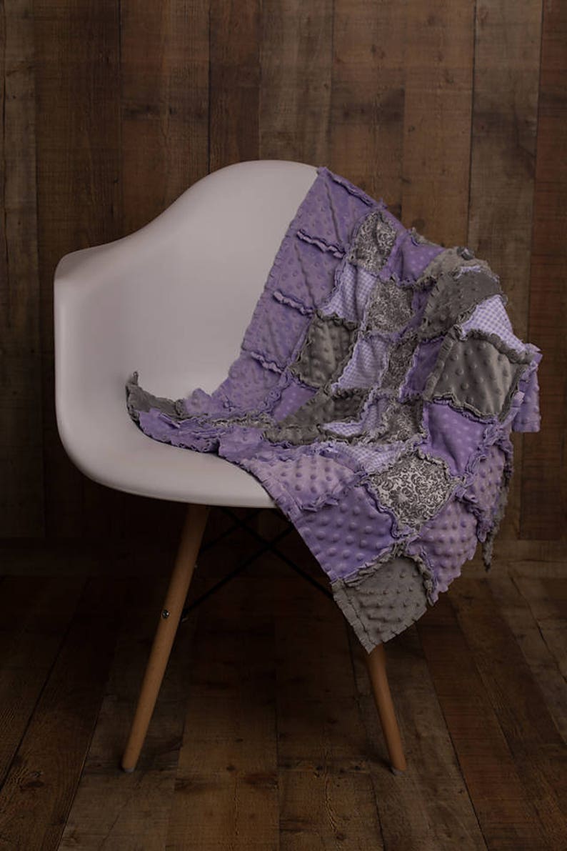 Lavender/Purple Gray & White DAMASK POLKA DOT Rag Etsy