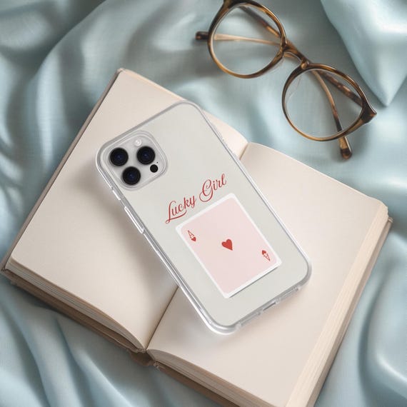 Lucky Girl Ace Playing Card iPhone Case, Aesthetic Neutral Phone Case, Minimalist Lucky Girl Snap Case, Gift for Her