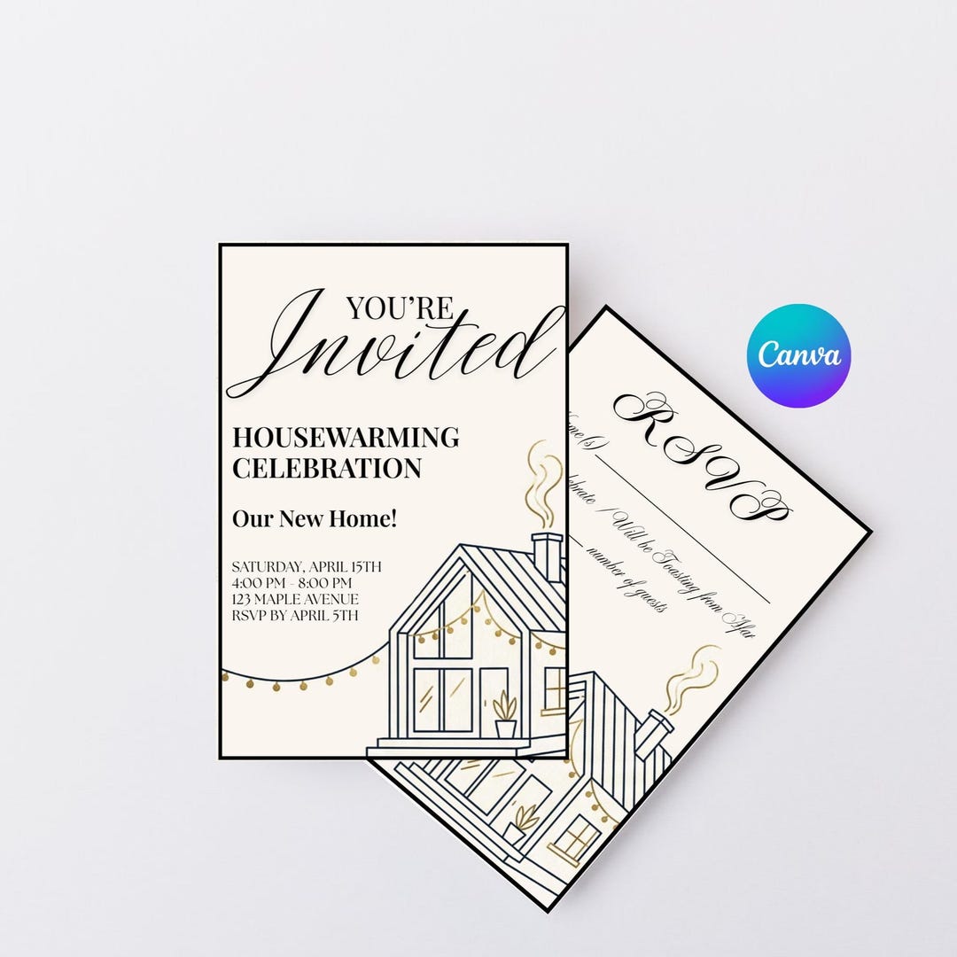 Housewarming Invitation Template Bundle | Canva| Instant Download ...