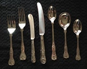 12 7-Piece Place Settings of English King Electroplate Flatware by Cooper Bros and Sons - 84 Total Pieces