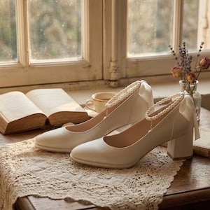 Womens Cream Satin Shoes - Etsy