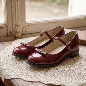 Burgundy Dress Shoes Woman Flats - Etsy