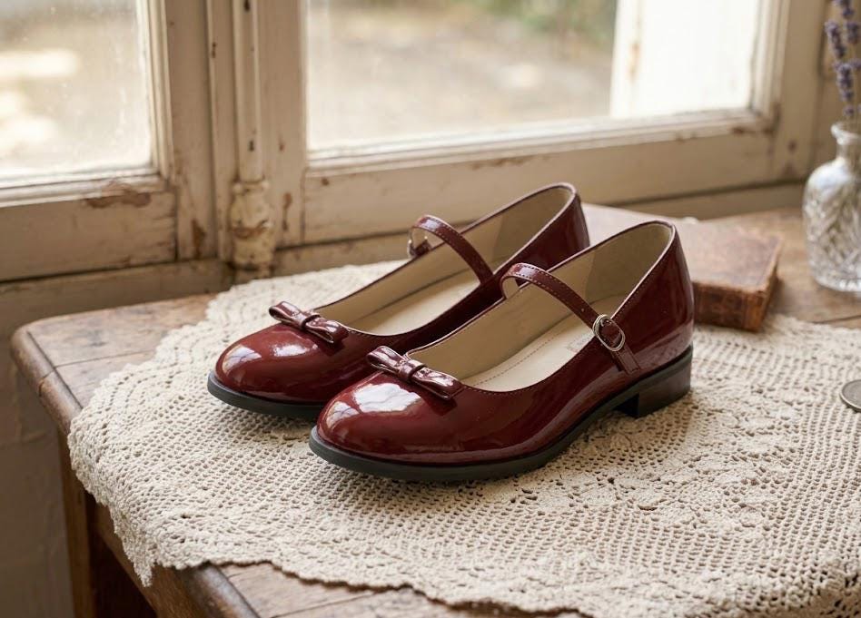 knee length dresses for ladies Burgundy Block Heels main image 1