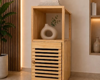 Handgefertigter Beistelltisch aus Holz | Handgefertigter minimalistischer Beistelltisch im Japandi-Stil