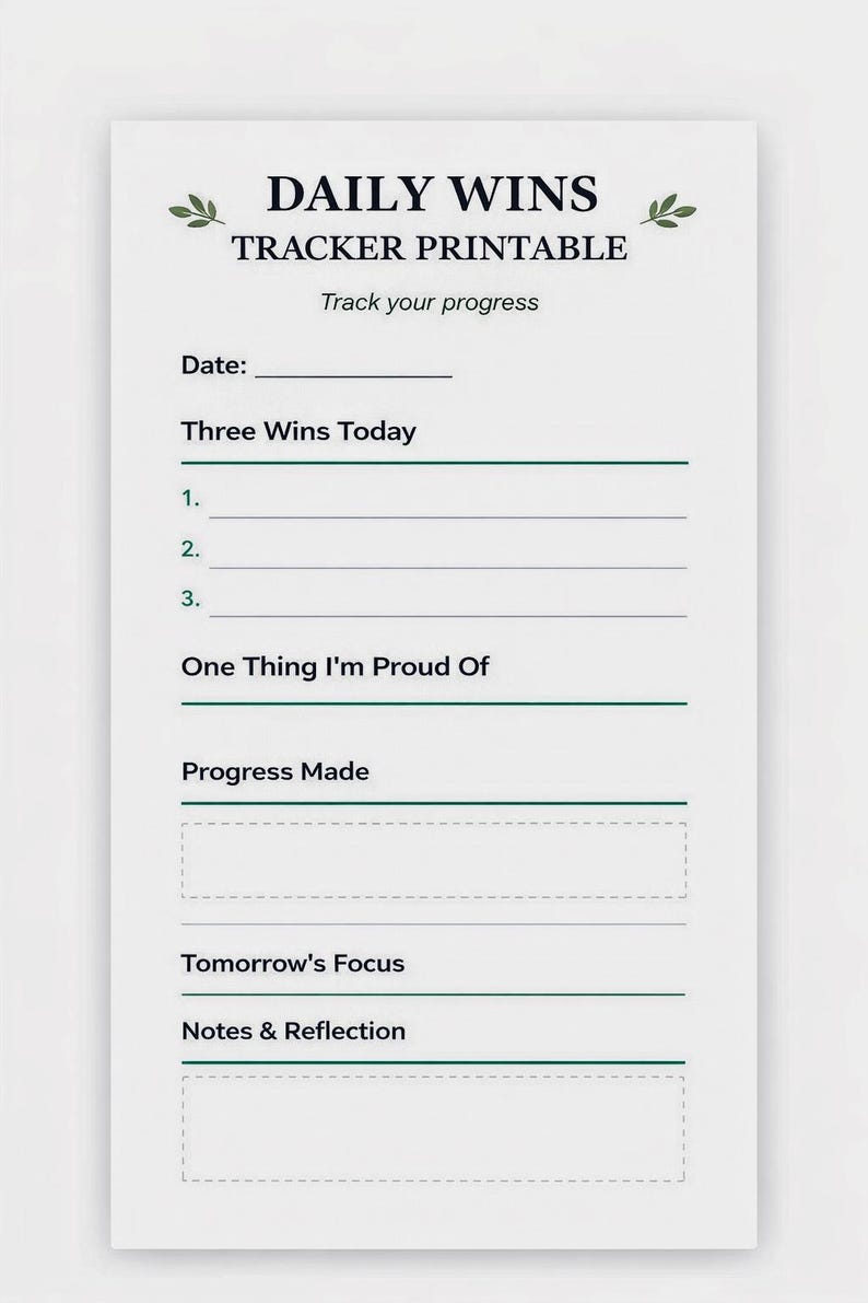 Daily Wins Tracker | Productivity Journal, Habit Log (printable PDF) - Etsy