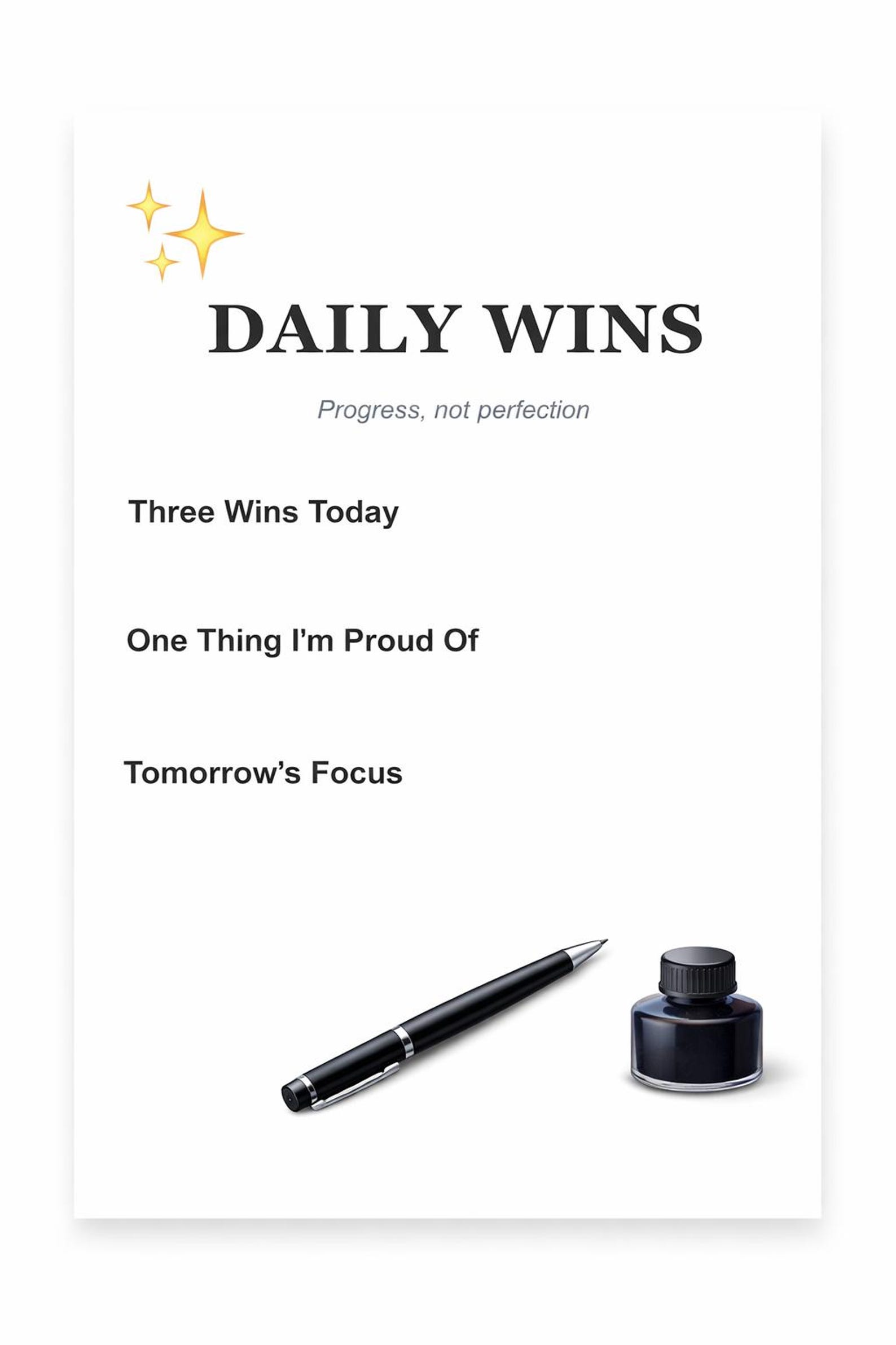 Daily Wins Tracker | Productivity Journal, Habit Log (printable PDF) - Etsy