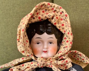 Antique China Doll in Victorian Style Clothes. All Original