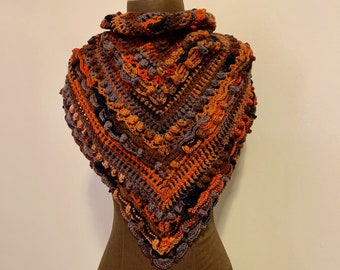 Crochet Triangle Scarf Washable Wool Handmade