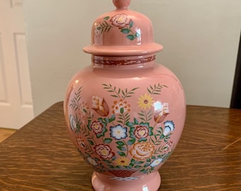 Vintage Albert E. Price Porcelain Ginger Urn 1983 Pink Floral