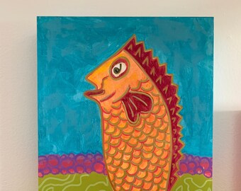 Reverse Mermaid - Original Artwork- Folk Artist- Becca Cook Painting
