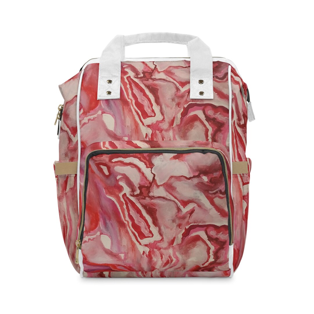 Abstract Red Marble Swirl Pattern Multifunctional Diaper Backpack ...
