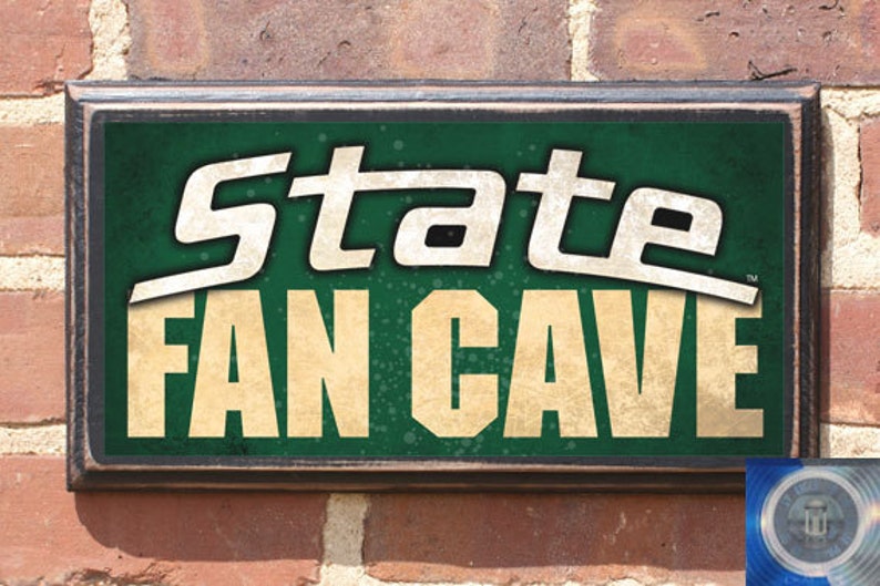 Michigan State Spartans Fan Cave Wall Art Sign Plaque Gift Image 0