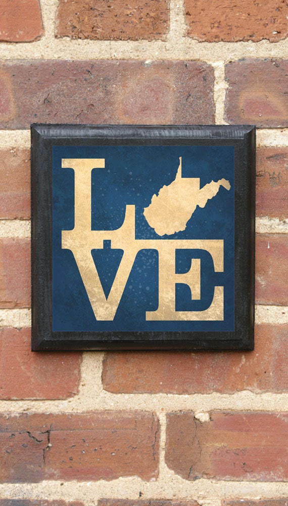 West Virginia WV LOVE State Wall Art Sign Plaque Gift Etsy
