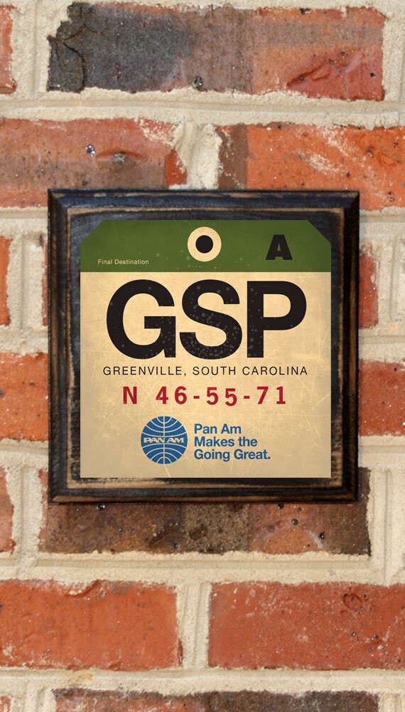 Greenville Sc South Carolina Luggage Claim Tag Baggage Wall Etsy