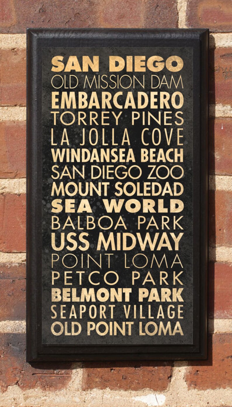 San Diego CA Points of Interest Wall Art Sign Plaque Gift Etsy