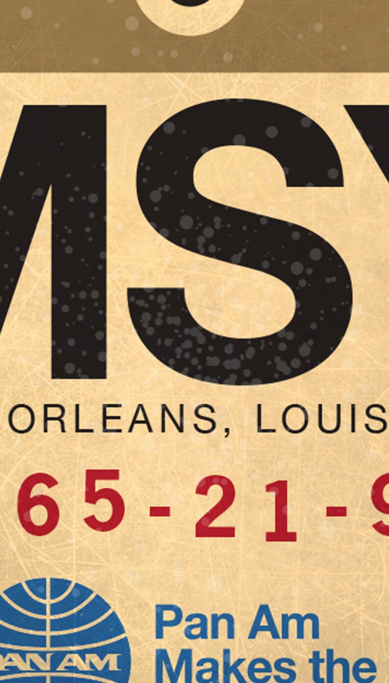 New Orleans LA Louisiana MSY Luggage Claim Tag Baggage Wall Etsy