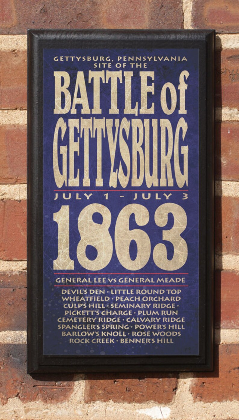 Gettysburg The Civil War Battle Wall Art Sign Plaque Gift Etsy