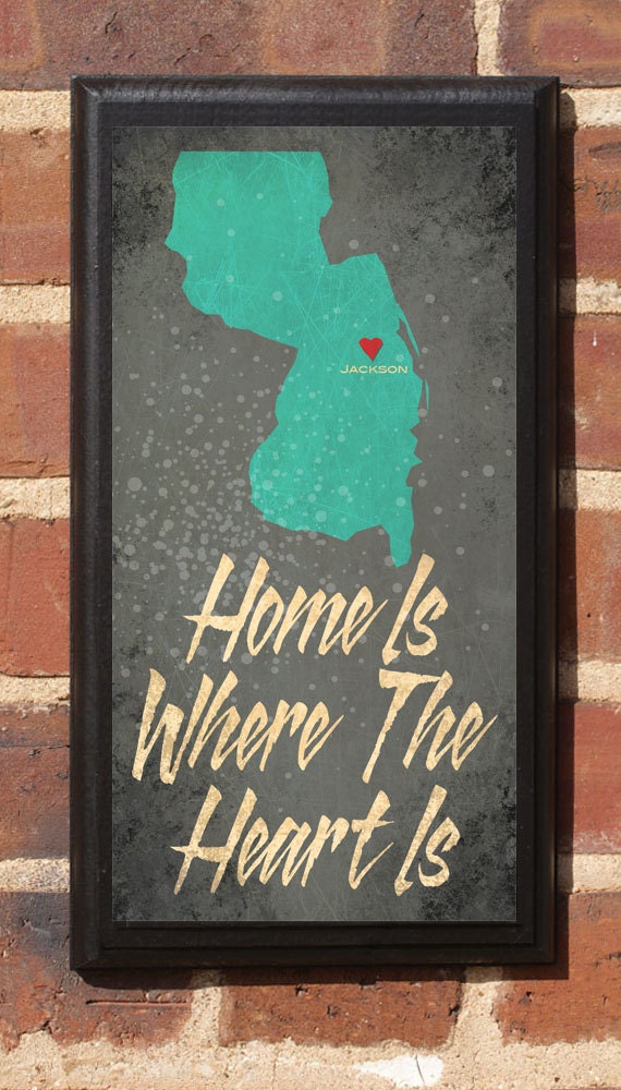 New Jersey Nj Home Is Where The Heart Is Nj Wall Art Sign Etsy