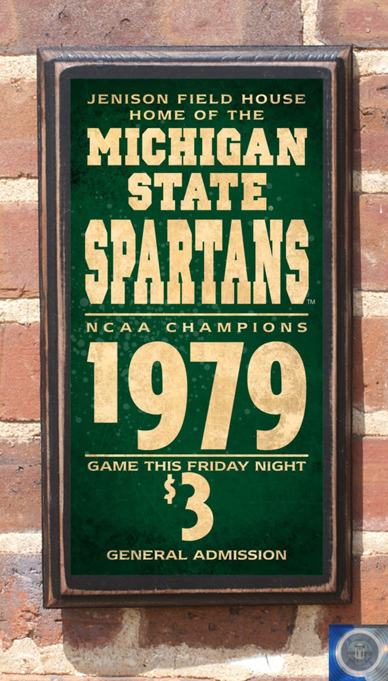 Michigan State Spartans Basketball Wall Art Sign Plaque Gift Image 0