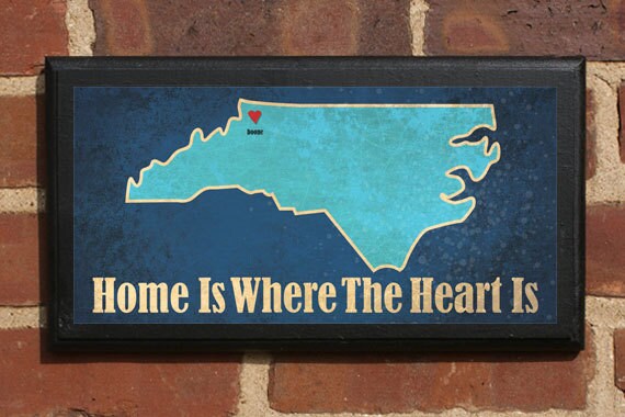 North Carolina Nc Home Is Where The Heart Is V2 Wall Art Sign Etsy