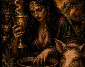 Dark Hecate Goddess Wall Art | Dark Academia Witch Decor | Occult Fantasy Art | Mystical Goddess Artwork