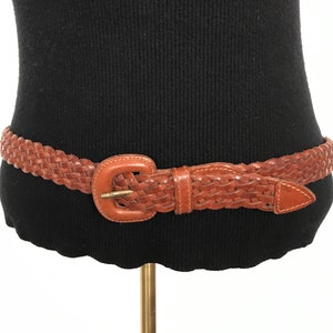 Light Brown Leather Braided Unisex Belt S, Made in Turkey