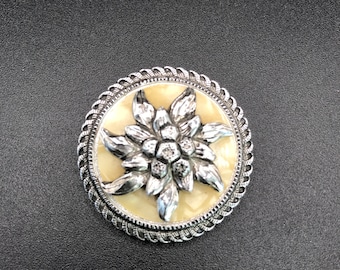 Vintage Blumen Motiv Schal Clip, Western Germany