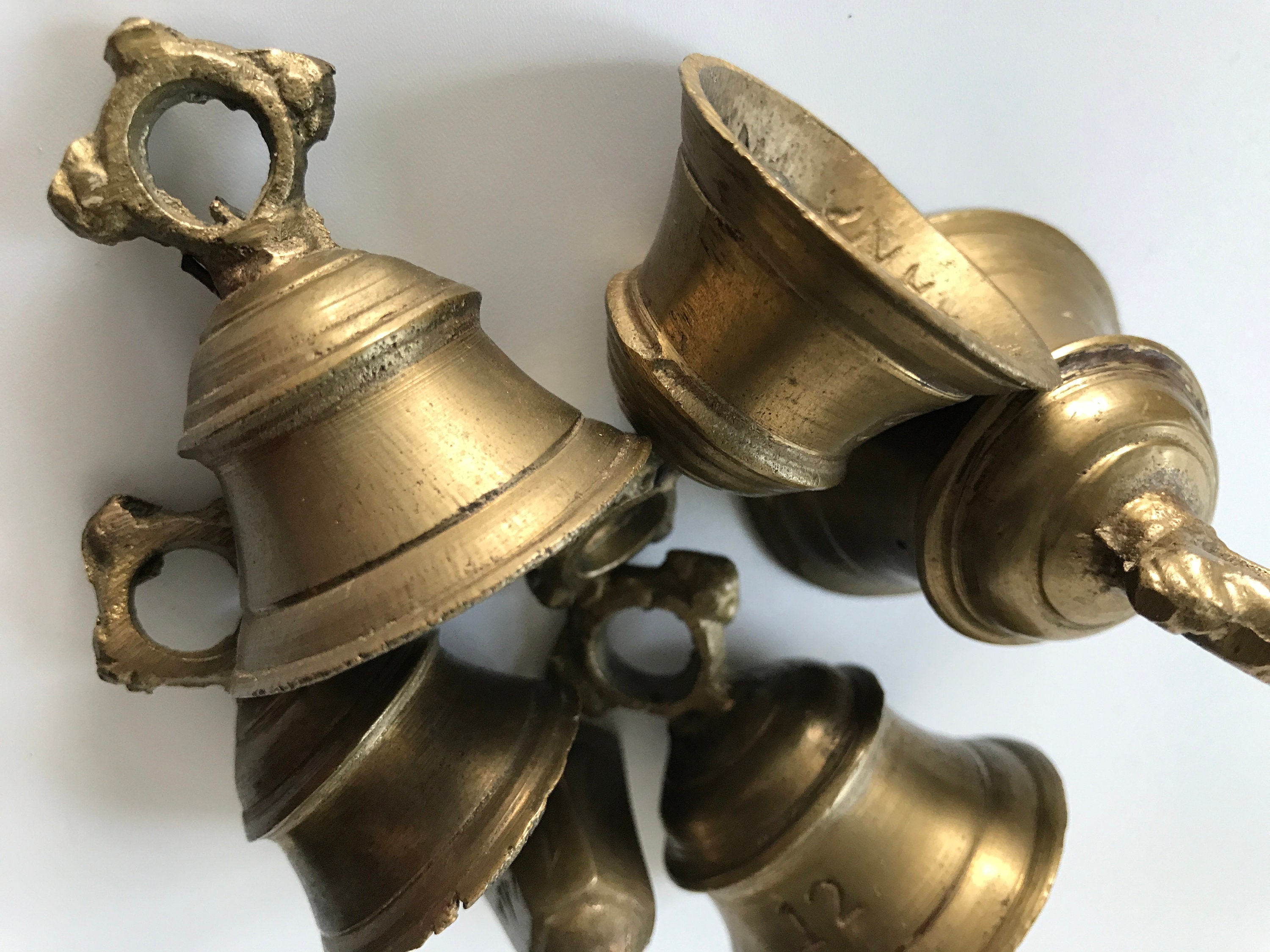 1960's S S Sarnia Set of 6 Small Brass Bells Made in India