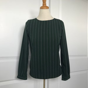 Beautiful Striped Green Blouse, Made in Korea, Size S