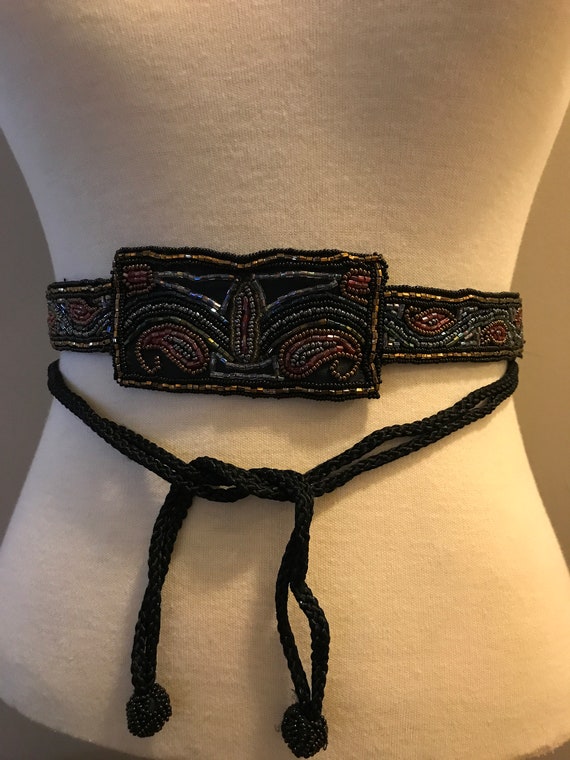 Beaded Black Belt - Etsy display picture 1