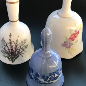 3 Vintage Porcelain  Dinner Bells
