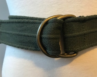 Unisex Canvas Cotton Webbing D- Ring Adjustable Belt