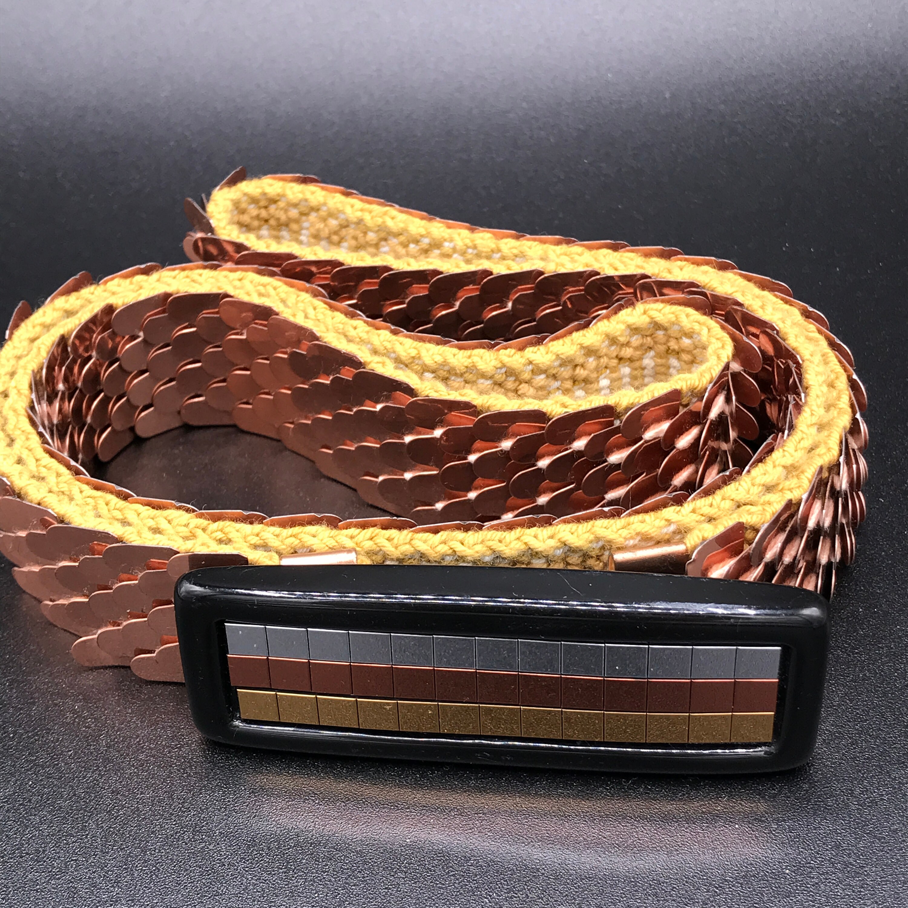 Vintage Gold Stretch Belt Rose Buckle Retro Boho Disco Glam Waist 1970s DISCO Rose Gold Elastic Party Belt - This Belt is  main image 3