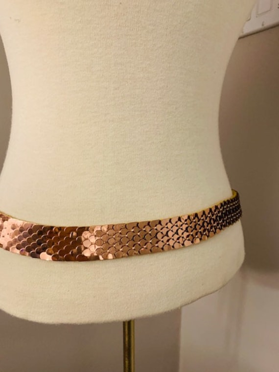1970s DISCO rose gold elastic party belt - this b… - image 5